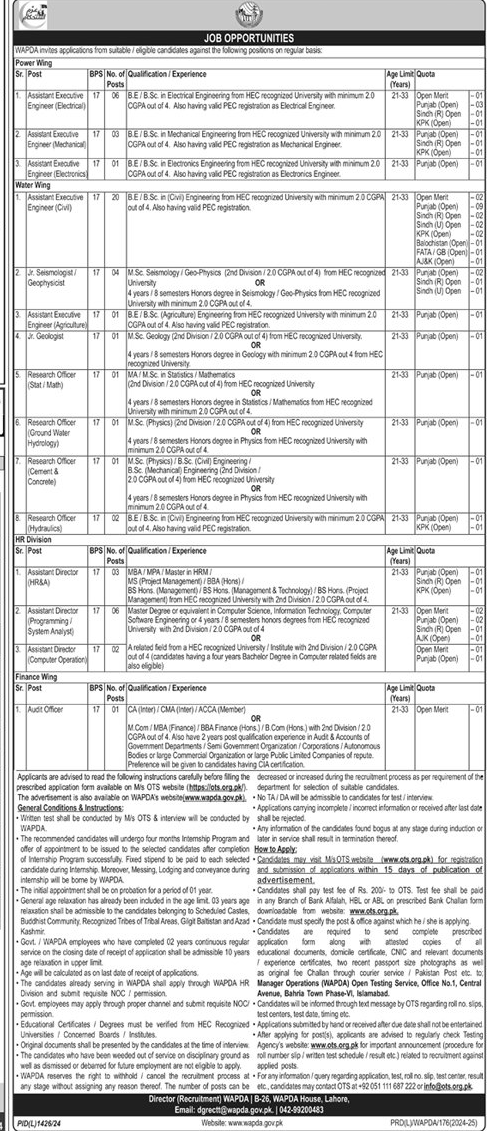 OTS WAPDA Jobs 2025 Advertisement