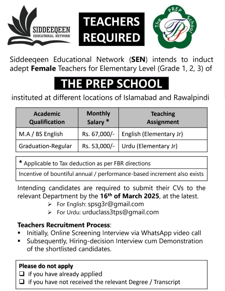 The Prep School Jobs 2025 Advertisement