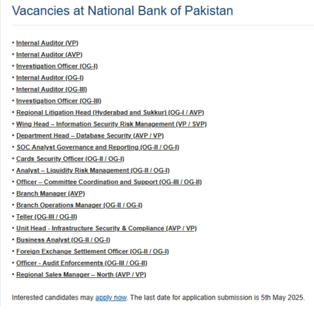 NBP Jobs 2025 Advertisement