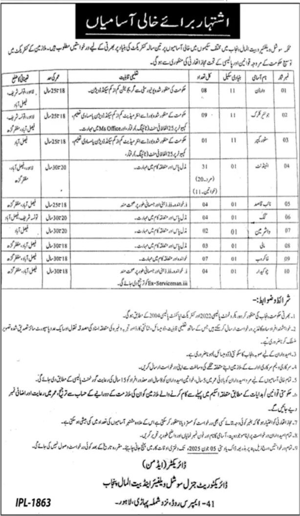Bait Ul Maal Jobs 2025 Advertisement 