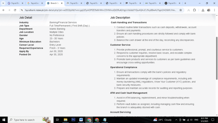 Faysal Bank Jobs 2025 Advertisement