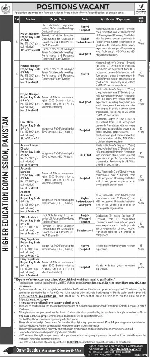 Higher Education Commission Jobs 2025 Advertisement