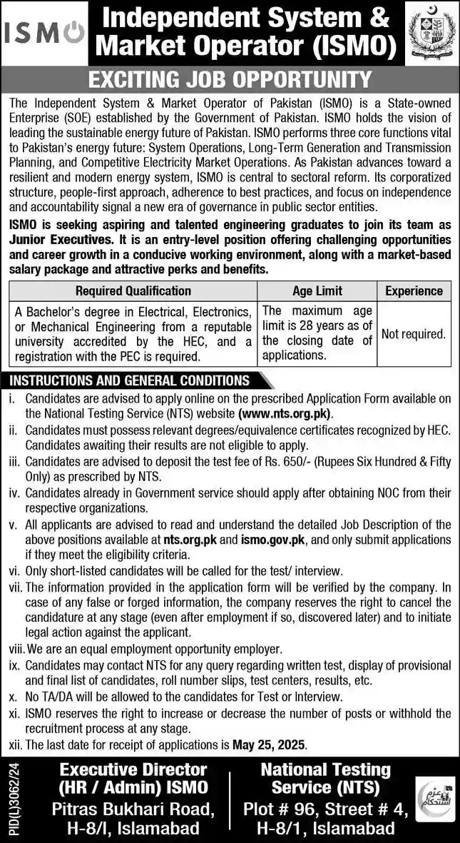 ISMO Jobs 2025 Advertisement