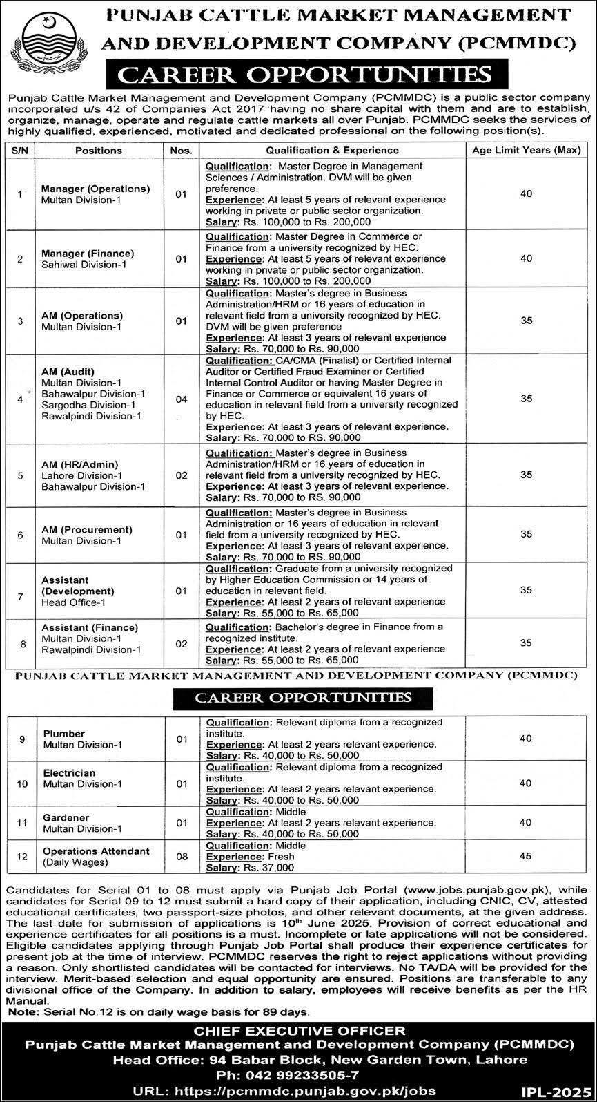 PCMMDC Jobs 2025 Advertisement
