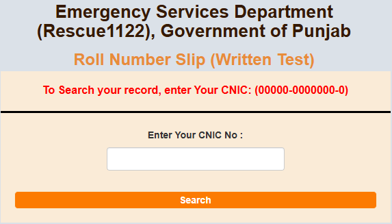 Rescue 1122 Roll Number Slip 2025 Test Date