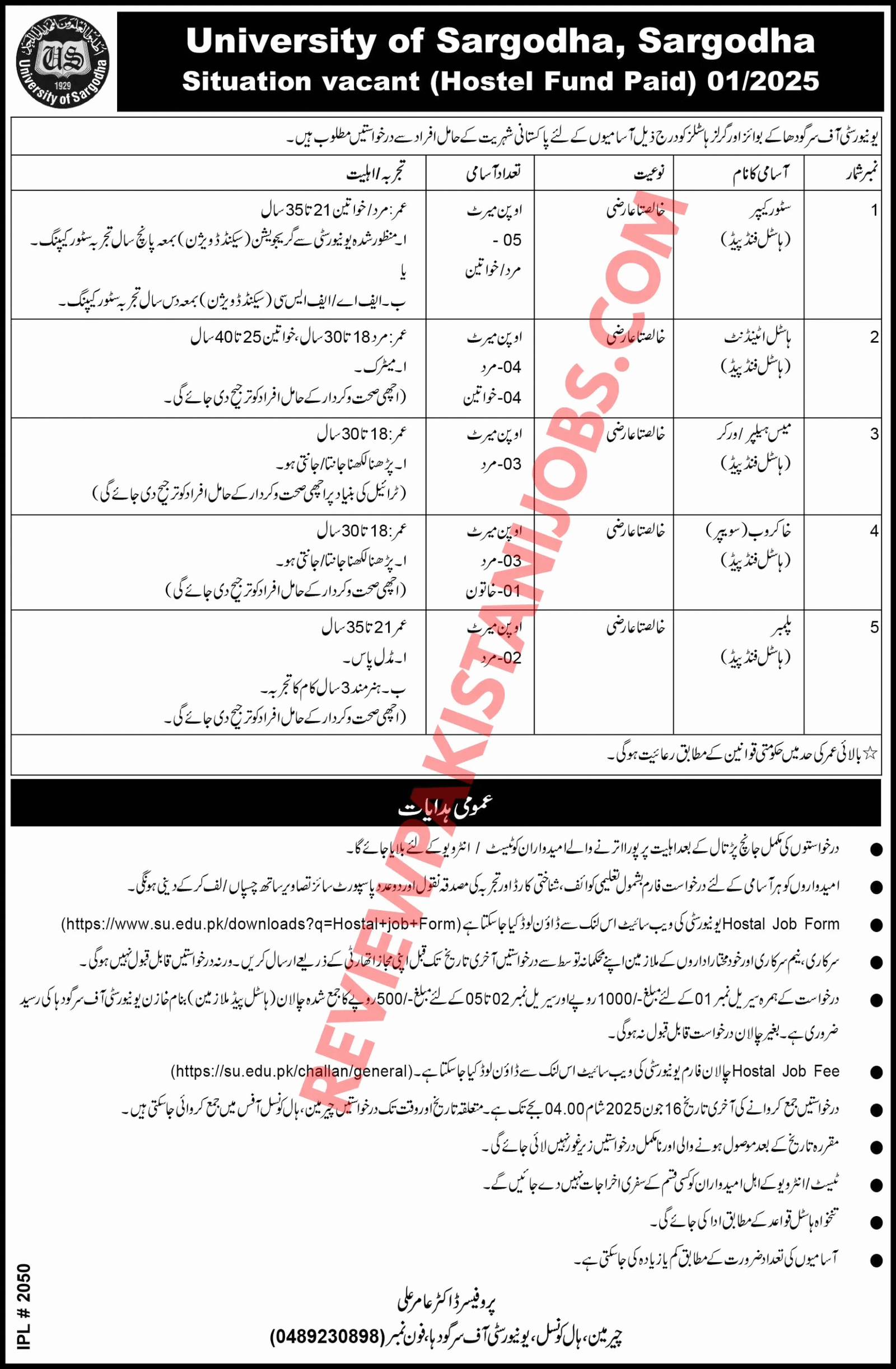 Sargodha University Jobs 2025 Advertisement