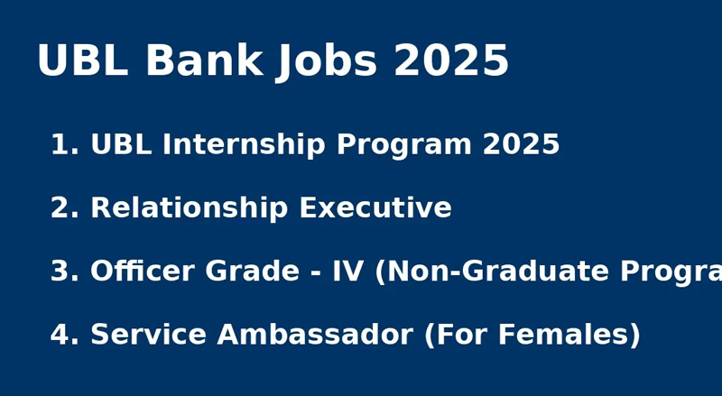 UBL Jobs 2025 Advertisement