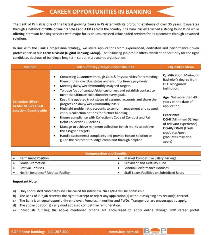 BOP Jobs 2025 Advertisement