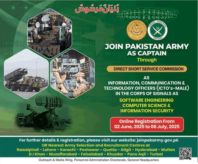 Pakistan Army as Captain Jobs 2025 Advertisement